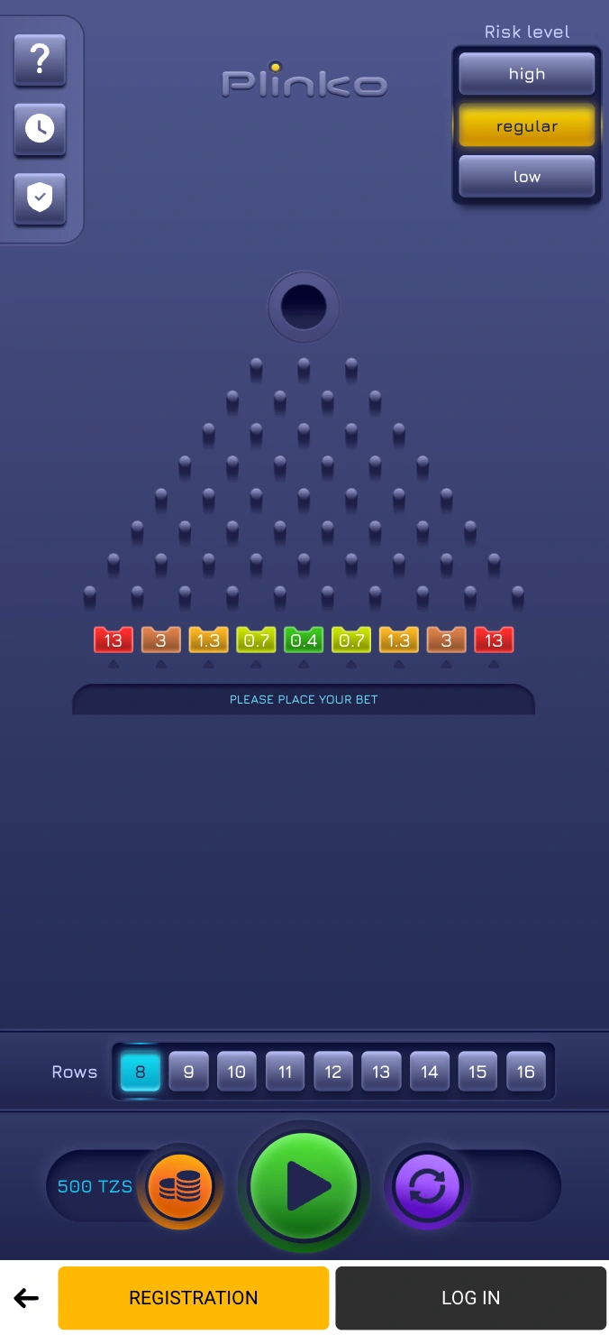 Melbet mobile app showing Plinko game interface on smartphone screen